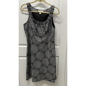 Loft Dress Black White Beaded Neck Summer Elegant Size 10 Geometric